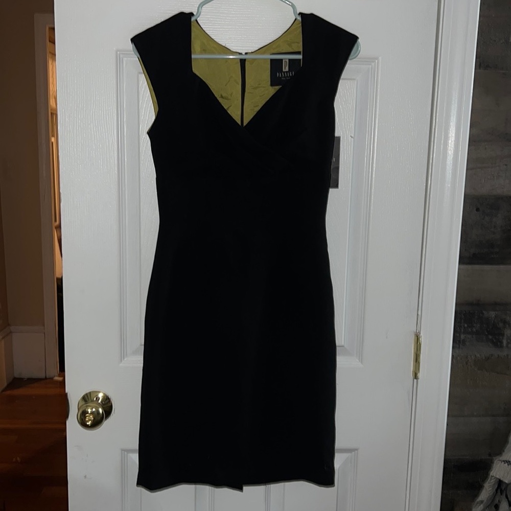 P Passage Little Black Dress With Olive Green Lining Size Large NWT - Picture 1 of 6